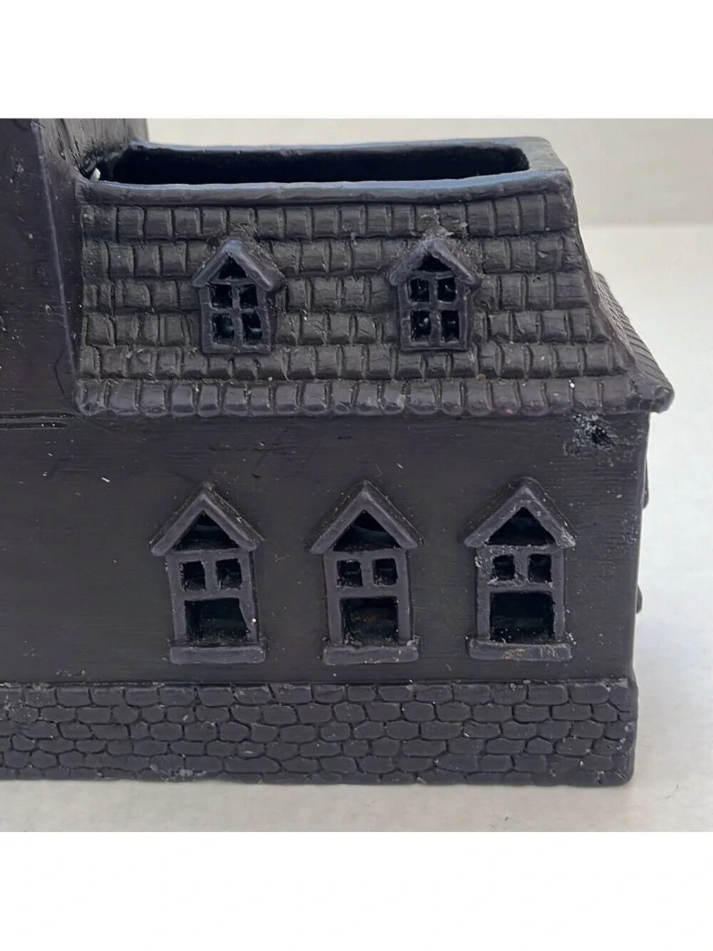 Pottery Barn Wax Haunted House Votive Candle Holder Halloween Vintage Black